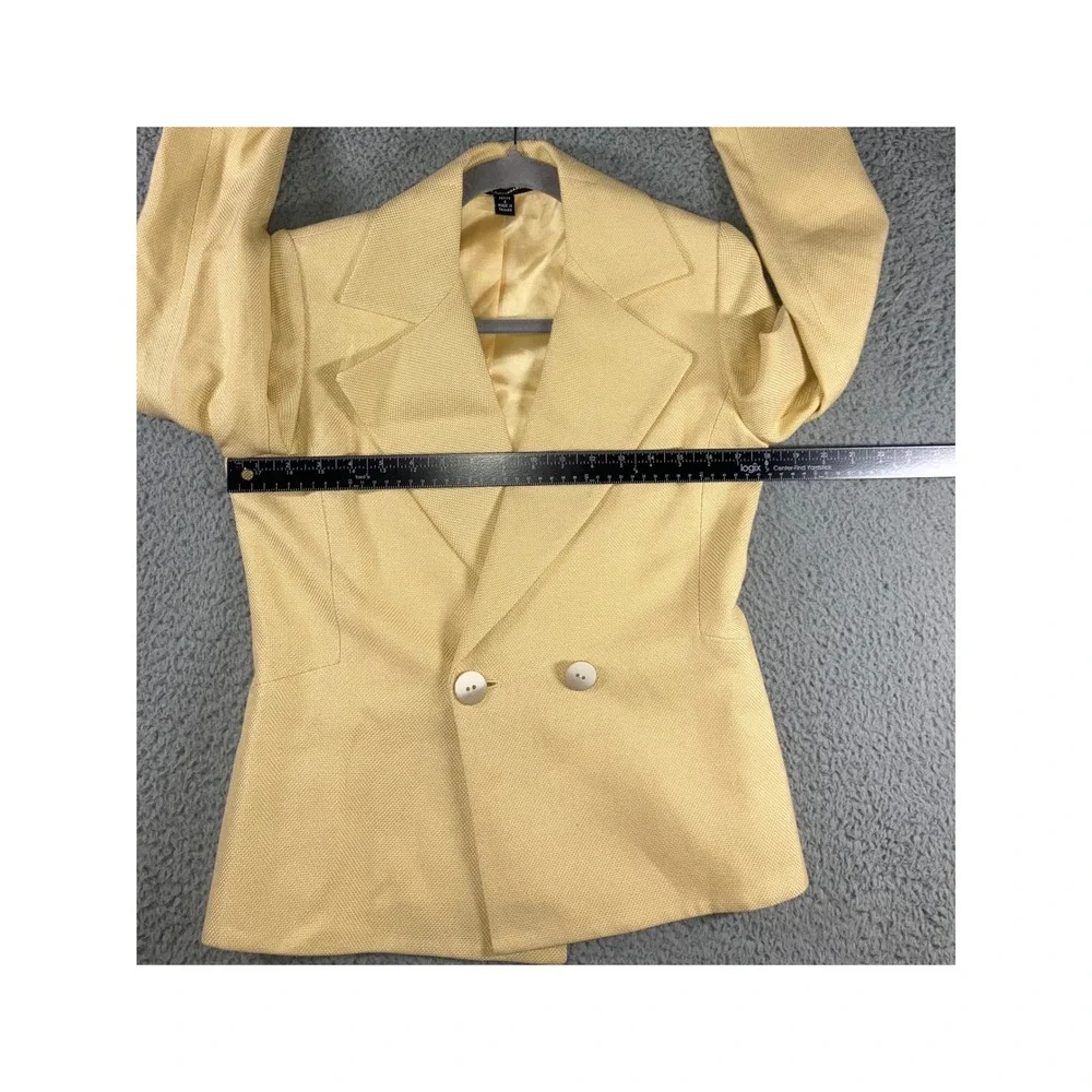 Ellen Tracy Blazer Jacket‎ Women 4 Petite Double Breasted Butter Yellow